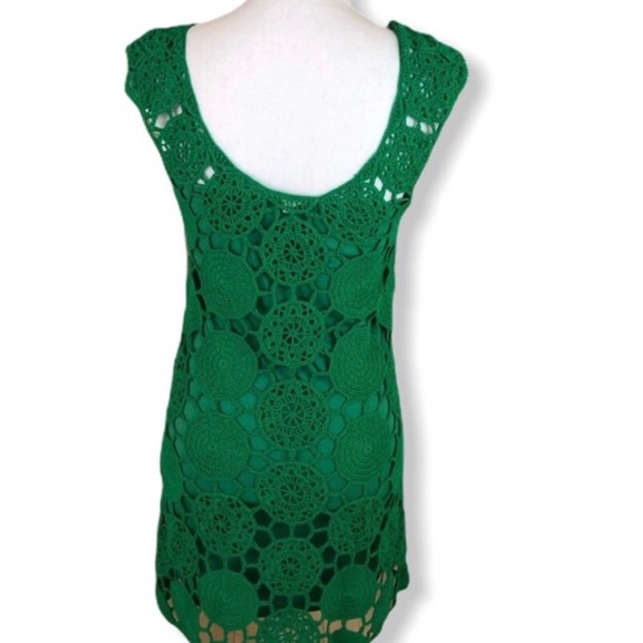 Gianni Bini Green Crochet Dress Small - Picture 2 of 5